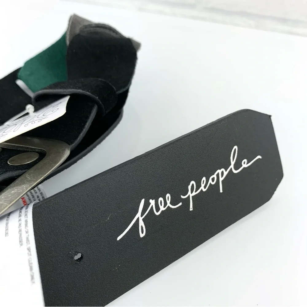 NEW! Free People Suede Link Joplin Belt Black/Noir Green Size S/M $48